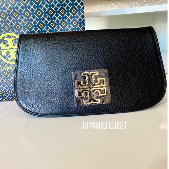 🍀🌸NEW🌸Tory Burch Crossbody bag/shoulder bag/XL clutch/black/leather - Picture 2 of 12